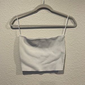 White ribbed strapless crop top, tube top